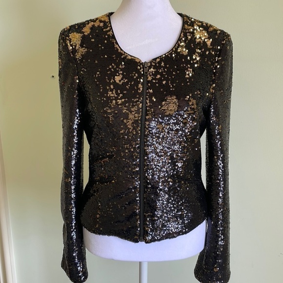 Walter Baker Keisha Black Gold Sequin Jacket - Picture 1 of 8